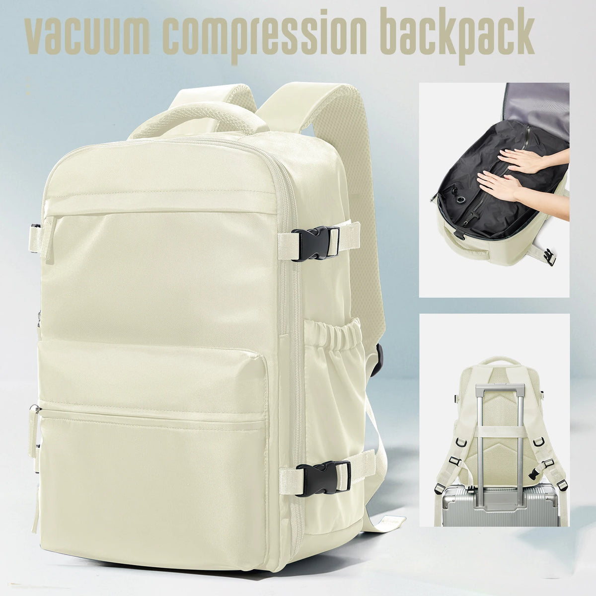 Vacuum Compression Travel Backpack – Expandable Laptop Bag with Space-Saving Design