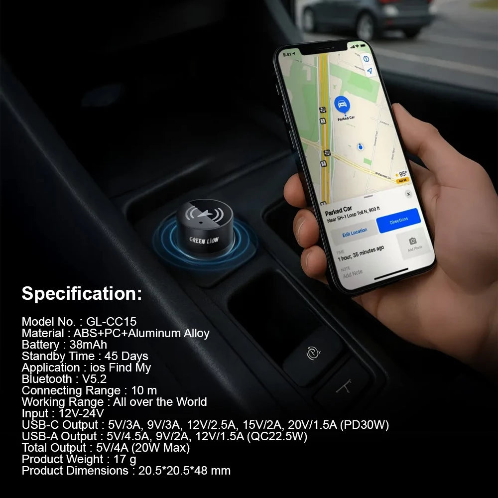 Dual Fast Port Car Charger with Car Tracker - Worldwide Coverage