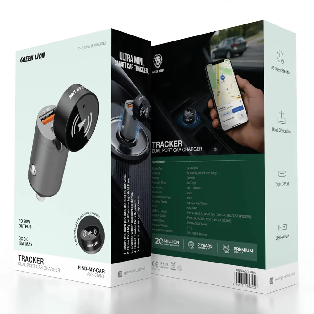 Dual Fast Port Car Charger with Car Tracker - Worldwide Coverage