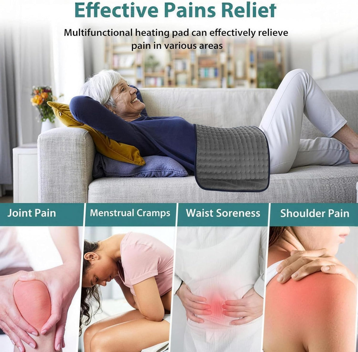 Electric Heating Pad for Back & Neck Pain Relief