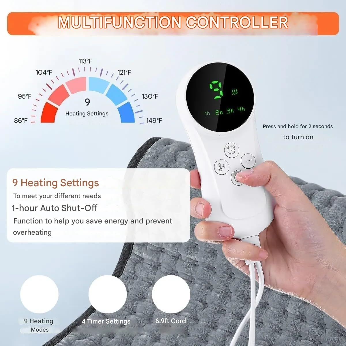 Electric Heating Pad for Back & Neck Pain Relief