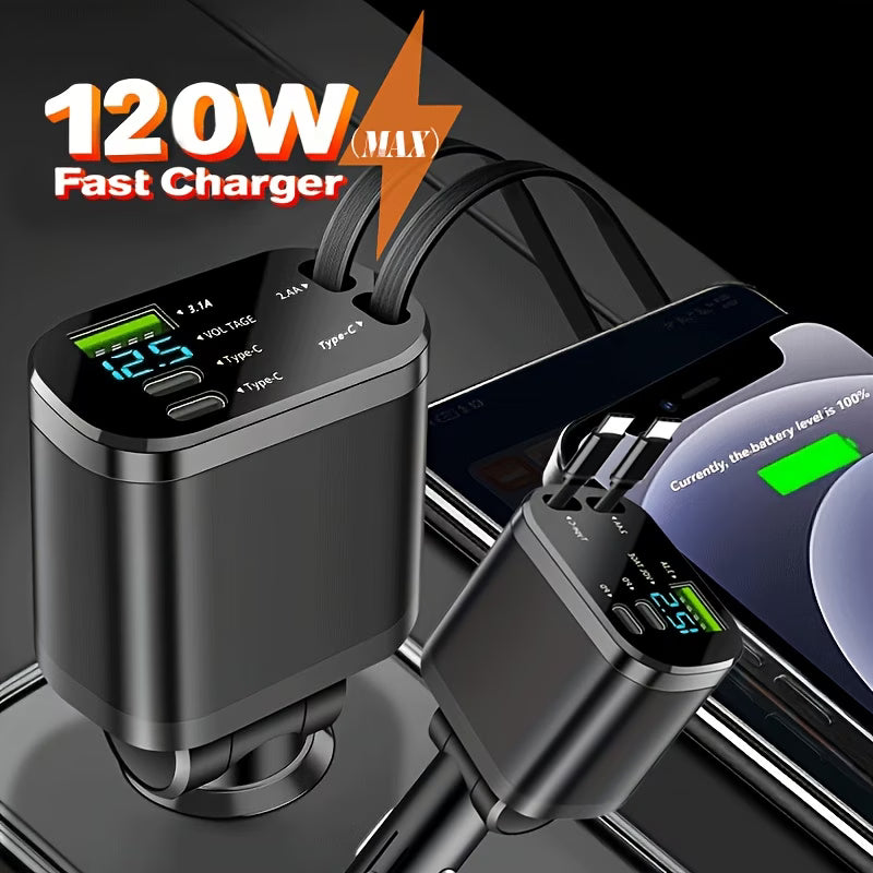 120W Fast Retractable Car Charger