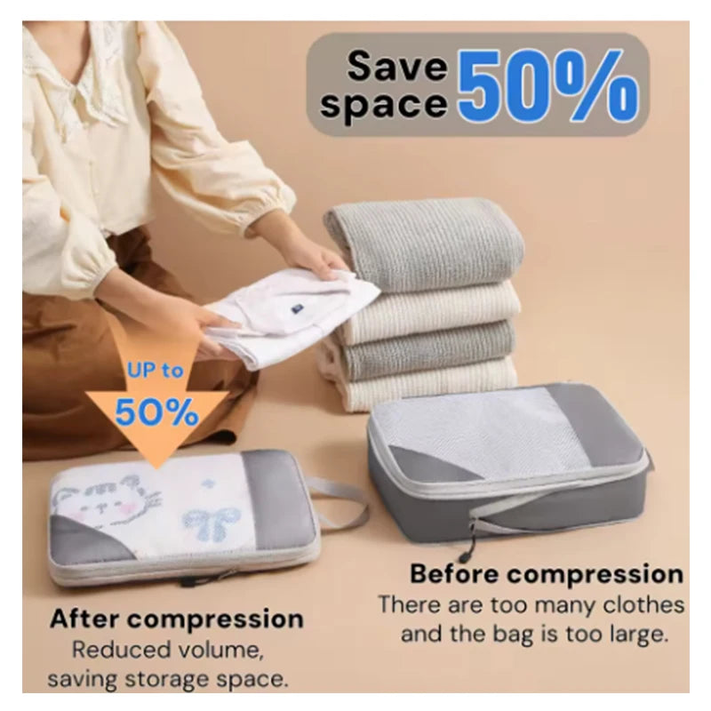 3-Piece Compressible Packing Cubes – Waterproof Travel Organizer Set