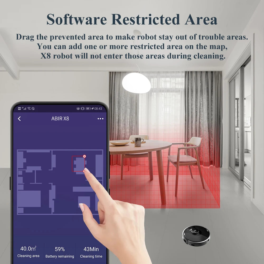 ABIR X8 Robot Vacuum – Laser Navigation, Multi-Floor Mapping