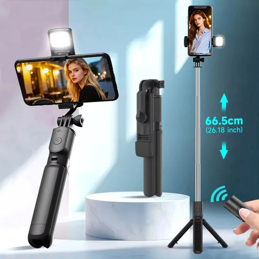Selfie Stick Tripod with Beauty LED Light – Bluetooth Remote
