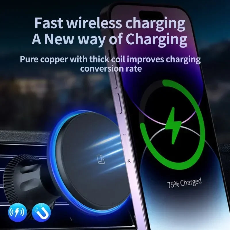 Magnetic Car Wireless Charger – RGB, MagSafe Compatible