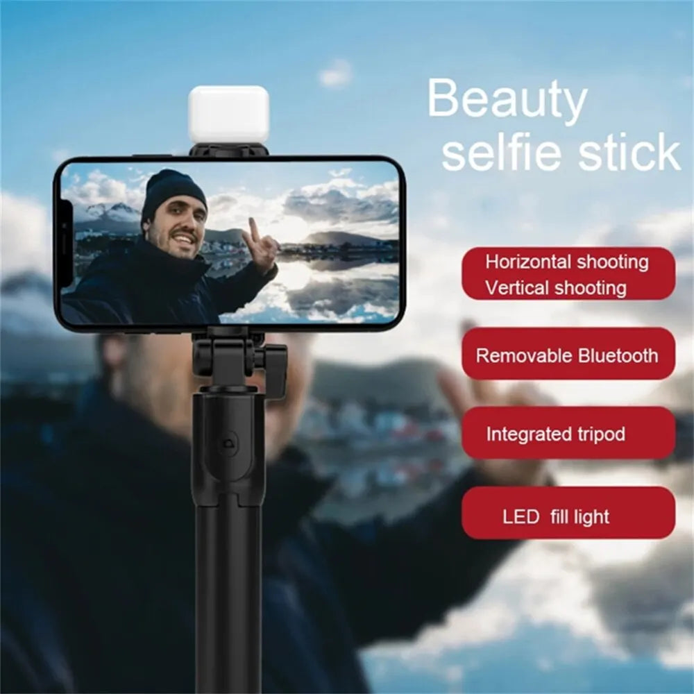 Selfie Stick Tripod with Beauty LED Light – Bluetooth Remote
