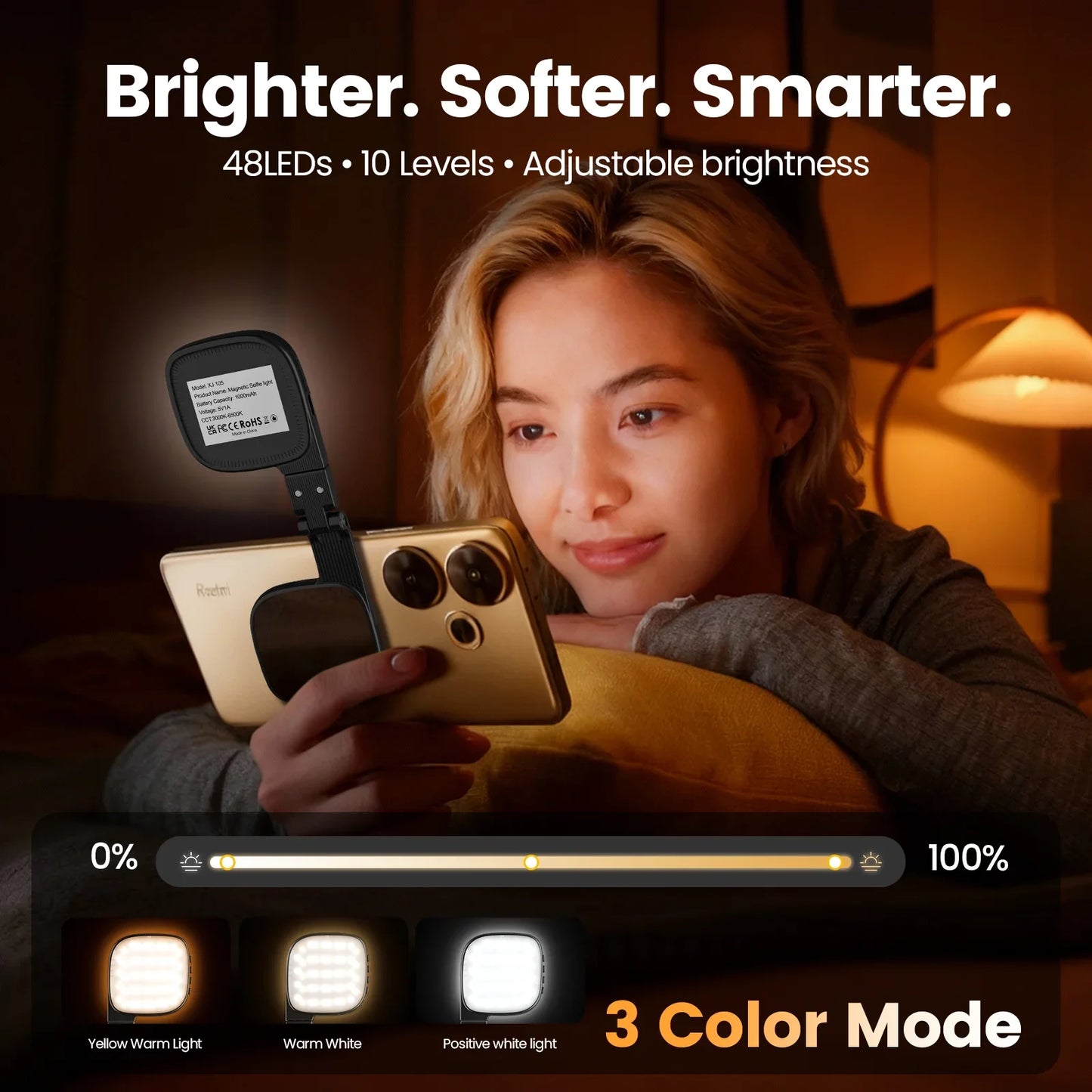 Magnetic LED Selfie Light with Mirror – MagSafe Compatible