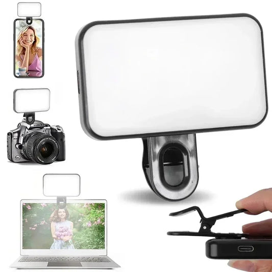 Clip-On Selfie Ring Light – 3 Color Modes, Rechargeable