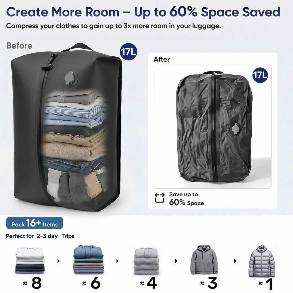 Vacuum Compression Storage Bags – Waterproof Space-Saving Travel Organizers