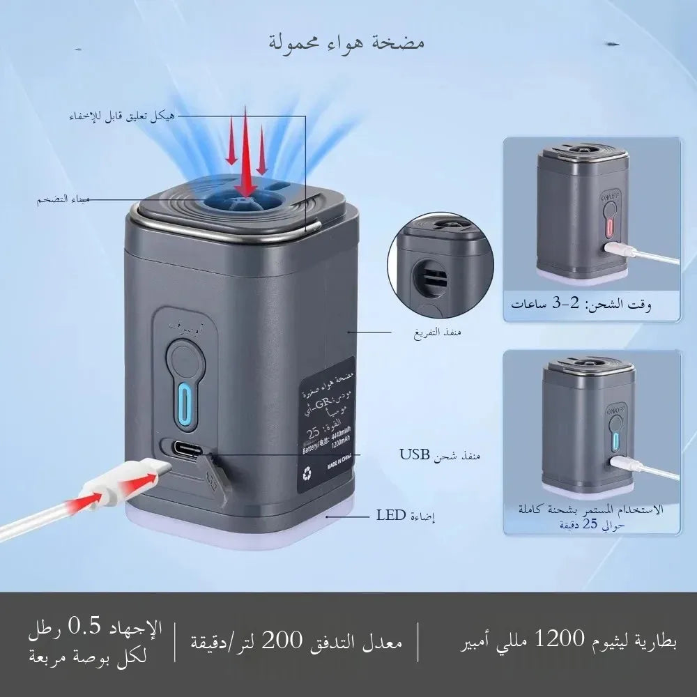 Mini Portable Air Pump – USB Rechargeable Vacuum Bag Inflator/Deflator