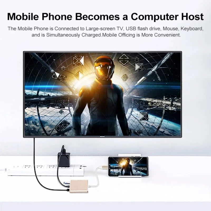 3-in-1 USB-C Hub Adapter – 4K HDMI, USB 3.0