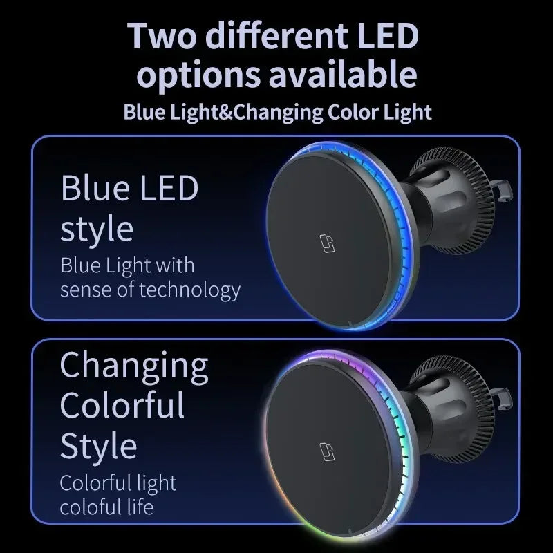 Magnetic Car Wireless Charger – RGB, MagSafe Compatible