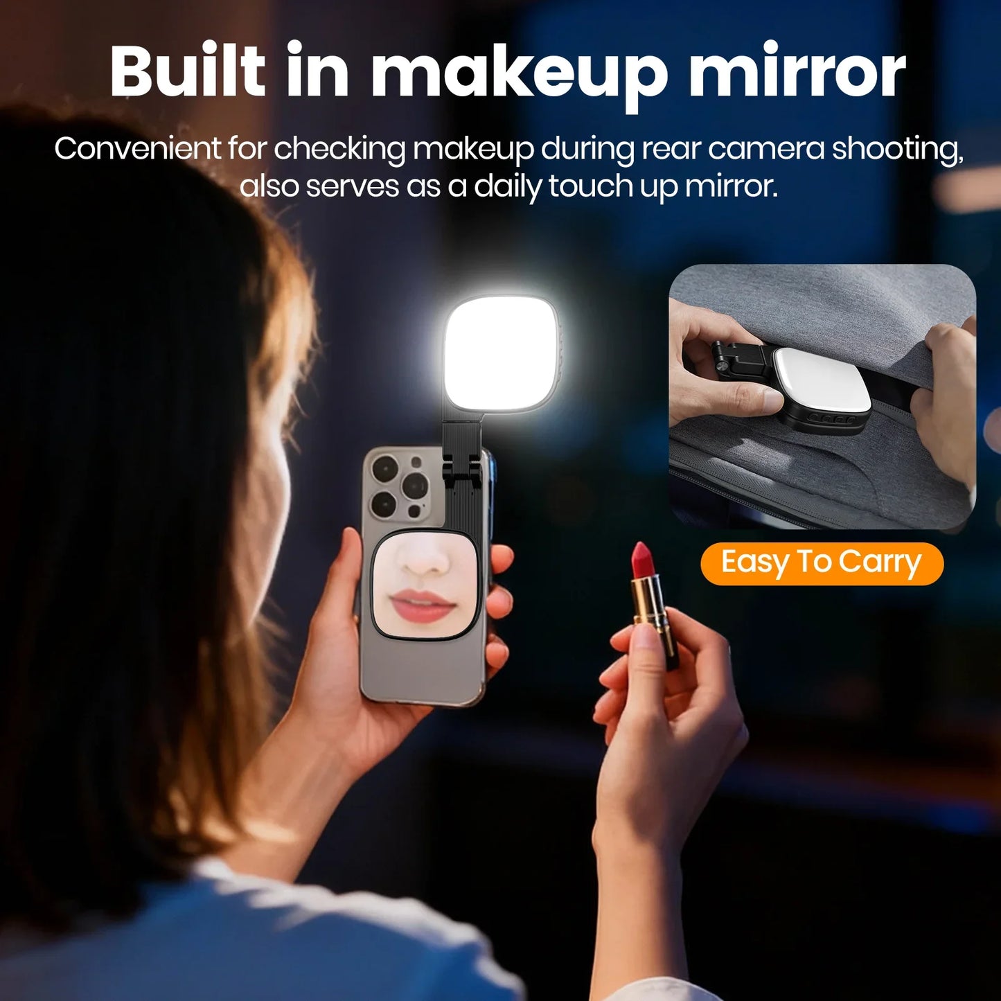Magnetic LED Selfie Light with Mirror – MagSafe Compatible