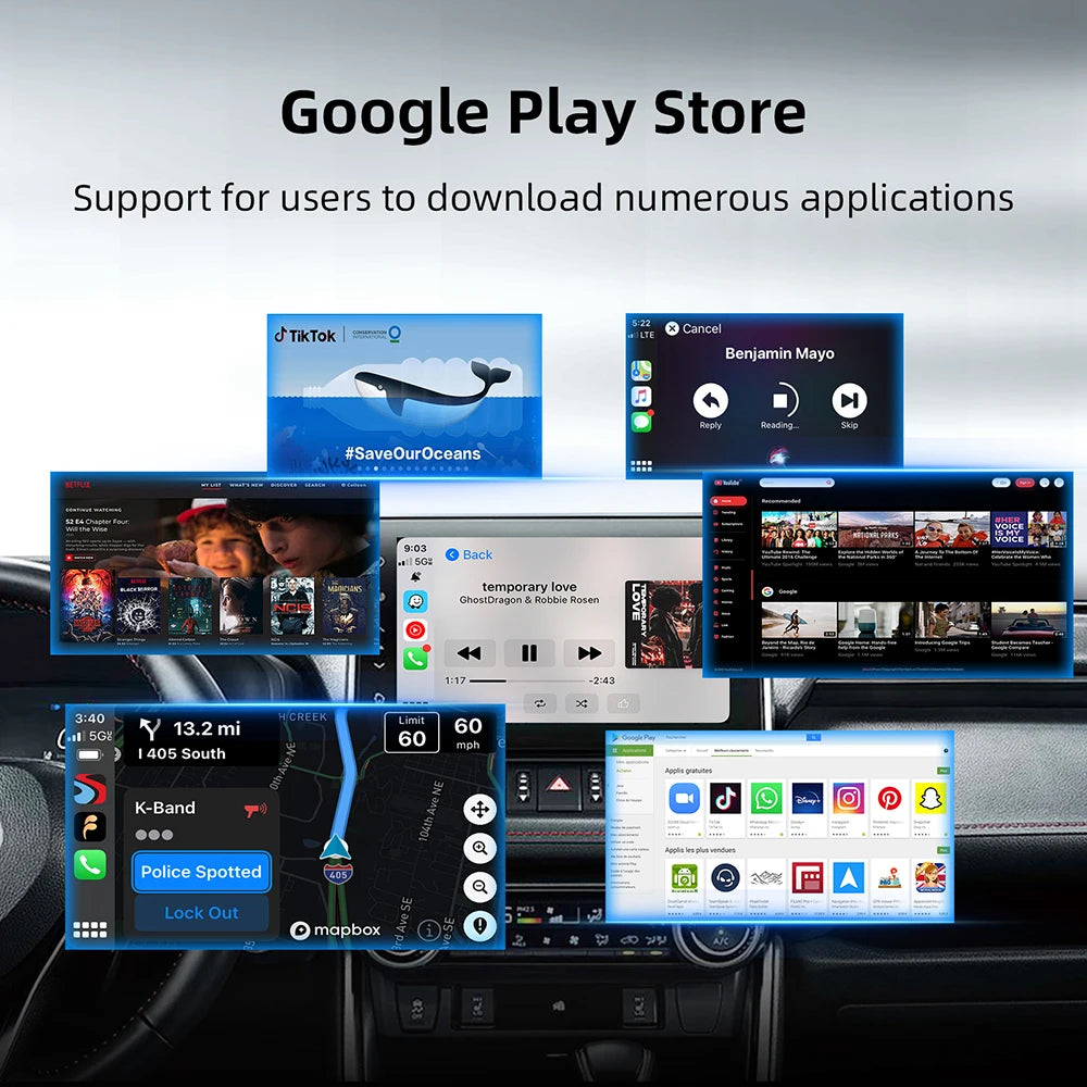 Android 13 CarPlay AI Box – Qualcomm SM6115 8-Core, 4GB+64GB, Wireless CarPlay & Android Auto