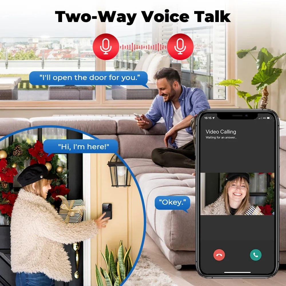 WiFi Video Doorbell – 1080P, Tuya Smart, Waterproof