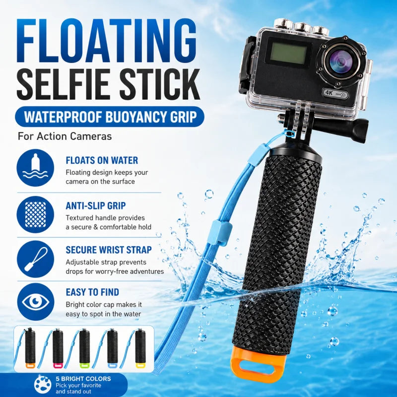 Floating Waterproof Selfie Stick for Action Cameras