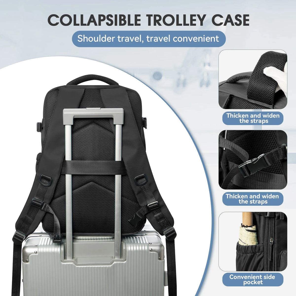 Vacuum Compression Travel Backpack – Expandable Laptop Bag with Space-Saving Design