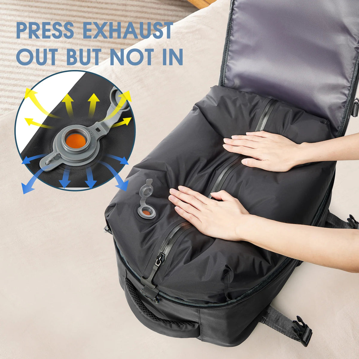 Vacuum Compression Travel Backpack – Expandable Laptop Bag with Space-Saving Design