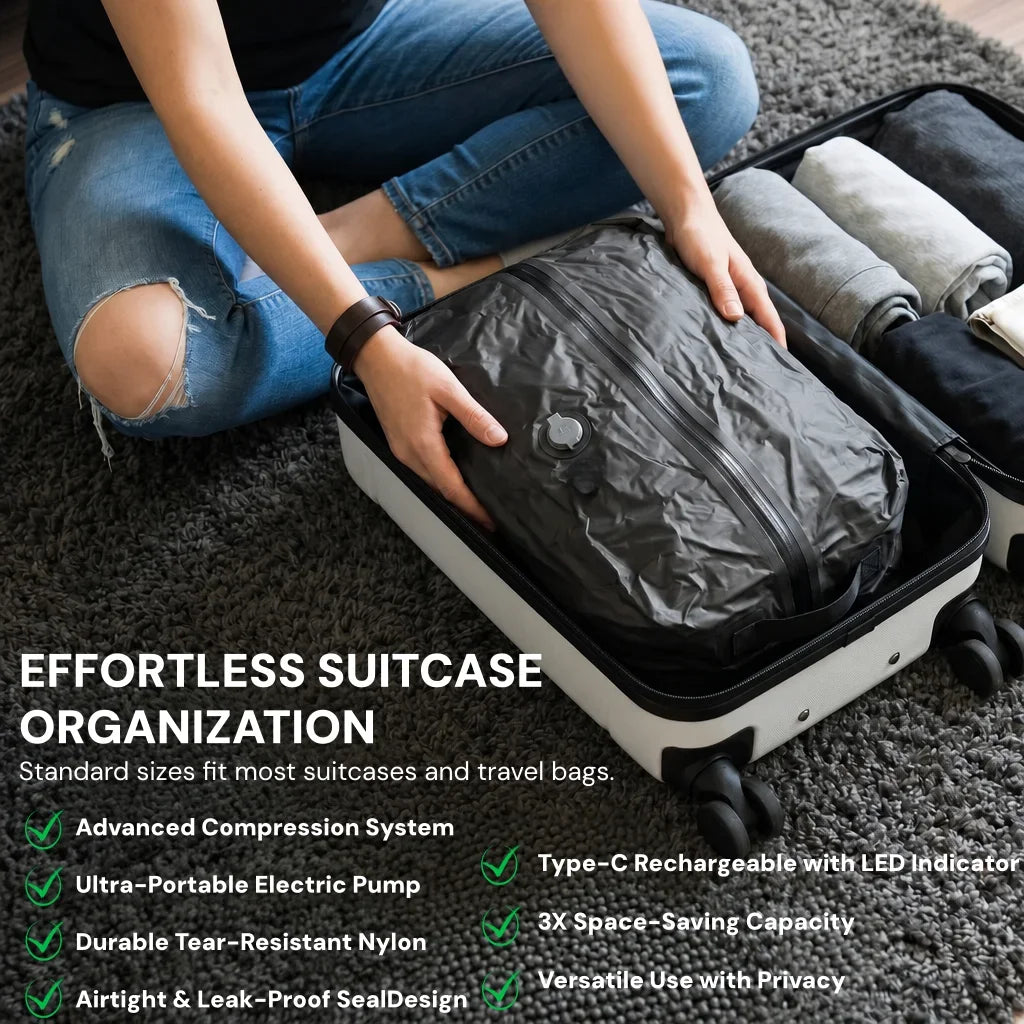 Vacuum Compression Storage Bags – Waterproof Space-Saving Travel Organizers