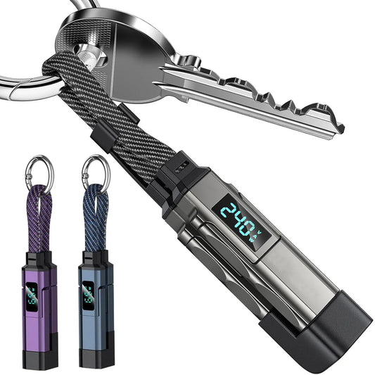 4-in-1 Keychain Charging Cable – 65W with Display