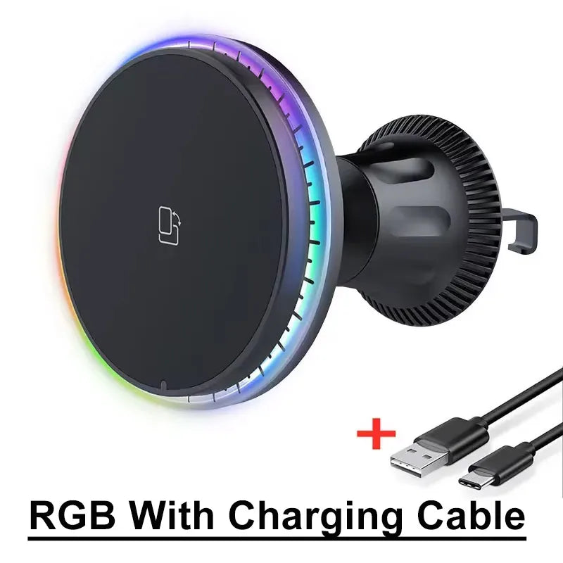 Magnetic Car Wireless Charger – RGB, MagSafe Compatible