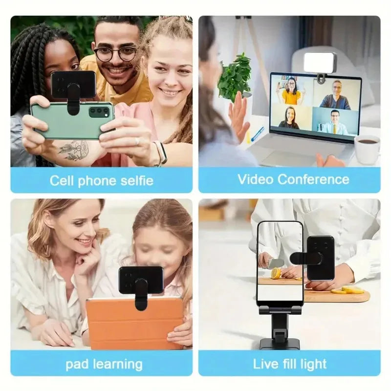 Clip-On Selfie Ring Light – 3 Color Modes, Rechargeable