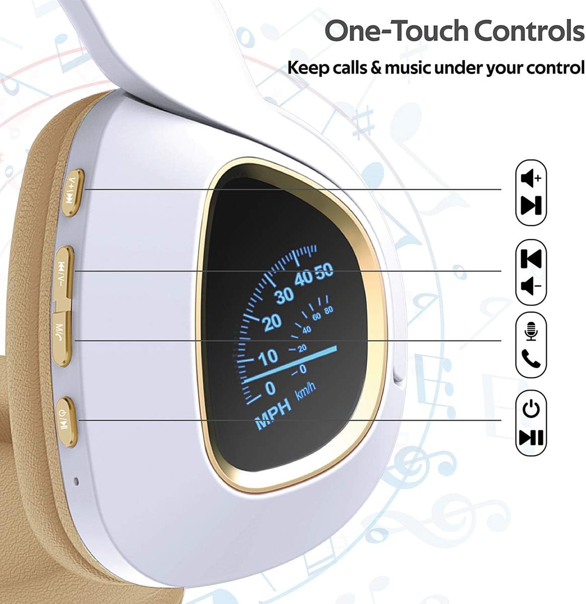 Flashing Wireless Headphones with LED Speedometer Display