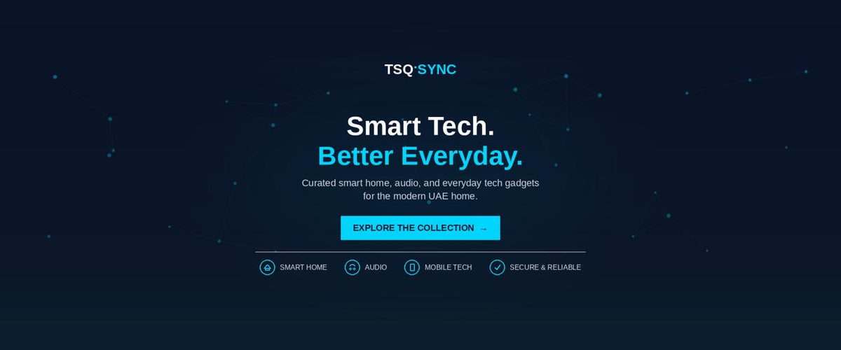 TSQ SYNC hero banner: Smart Tech, Better Everyday — shop the full curated collection